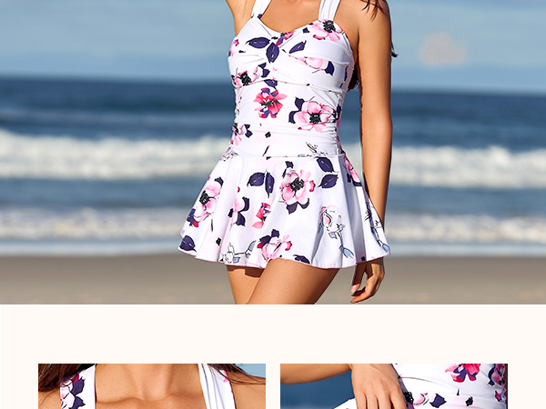 ワンピース水着 [BARREL] Women's Floral Y-Bag One-Piece Dress Swim Suit BARREL] Women's Floral Y-Bag One-Piece Dress Swim Suit