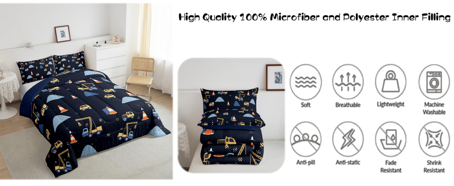 Erosebridal Truck Comforter Cars Toddler Bed for Boys Kids