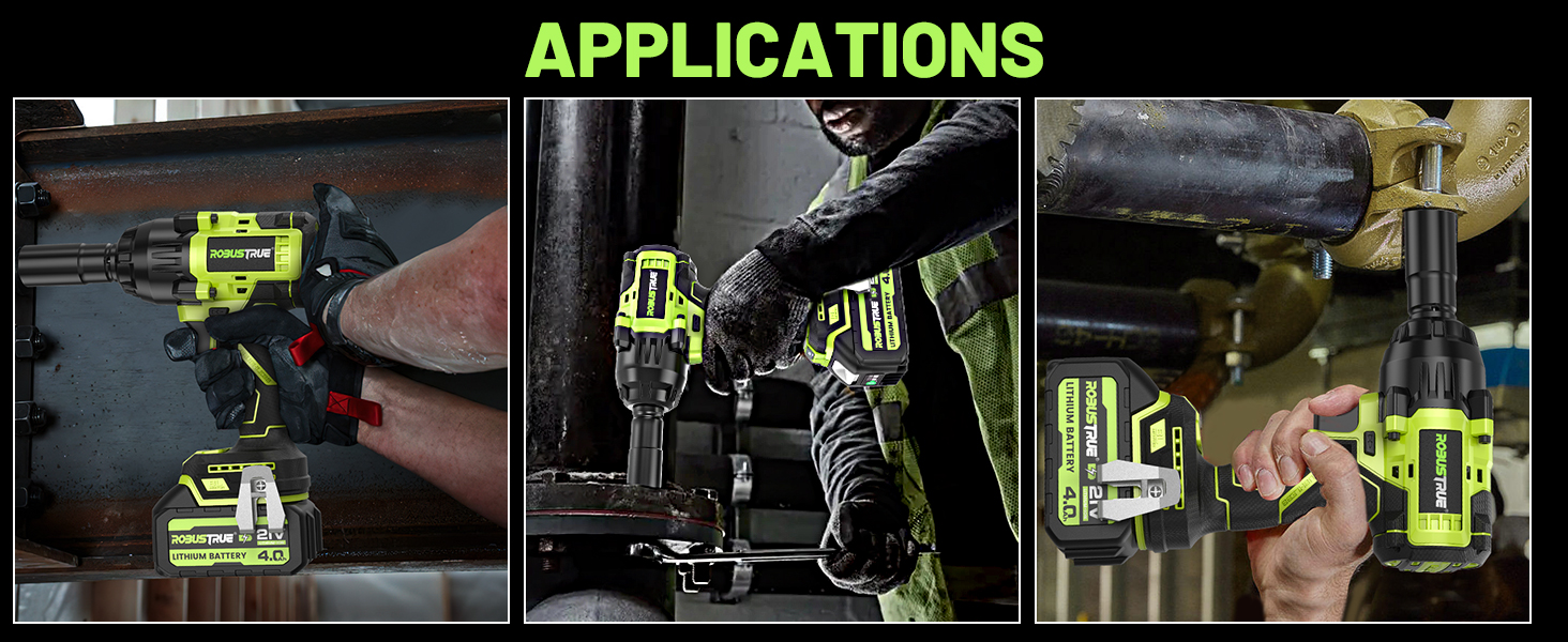 Robustrue 1000N.m(740ftlbs) Cordless Impact Wrench, High Torque