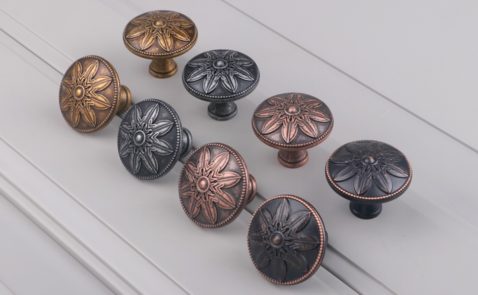 Xlroaafs 15 Pack Antique Brass Knobs Dresser Knobs Vintage,1.4
