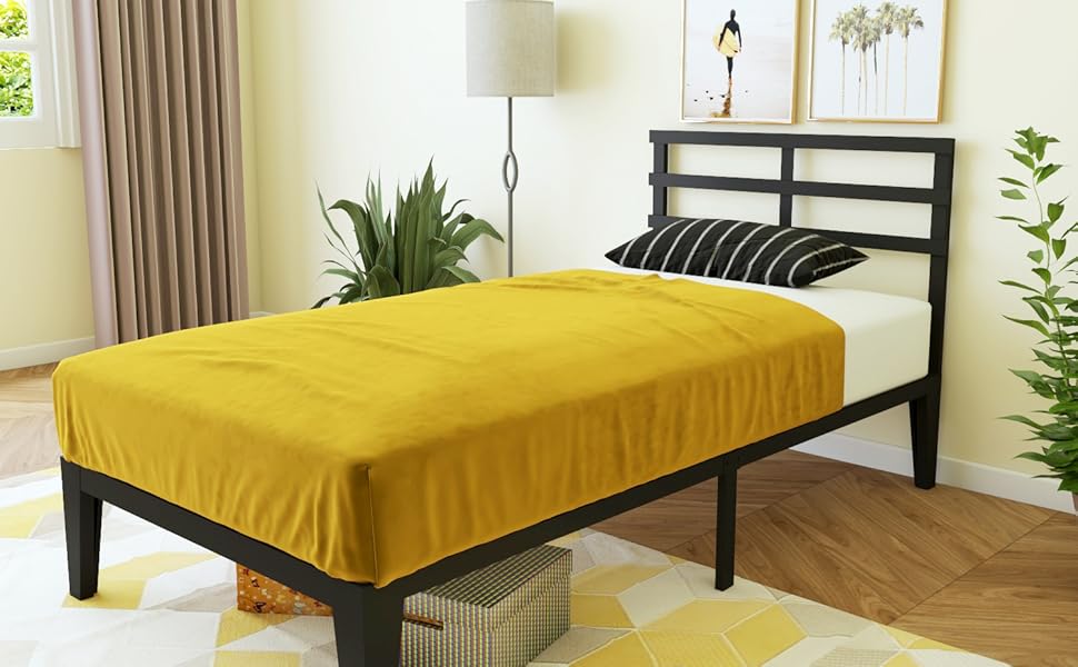 FIRSTHOMES AIRON 12" Twin Size Metal Platform Bed Frame