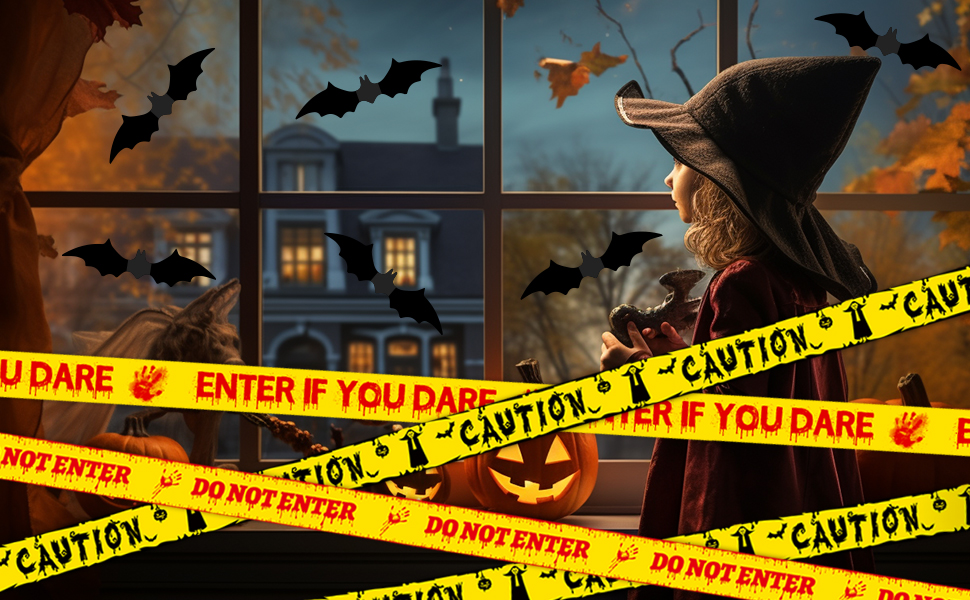 Caution Tape Halloween Decorations Party for Outside