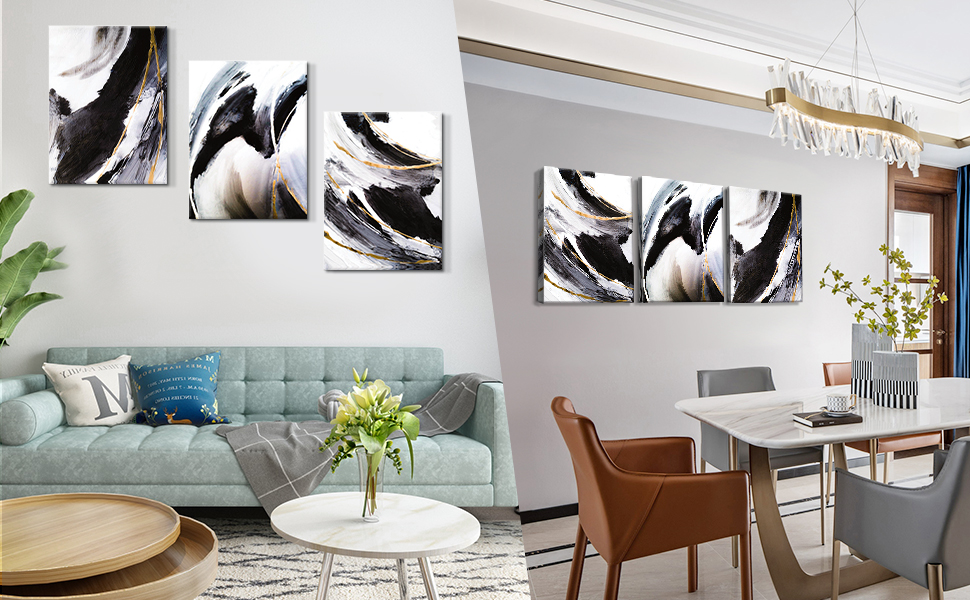 4 Pieces Wall Art Canvas Prints Modern Wall Artwork Framed for Bathroom Office Decor - 30 x 30 CM