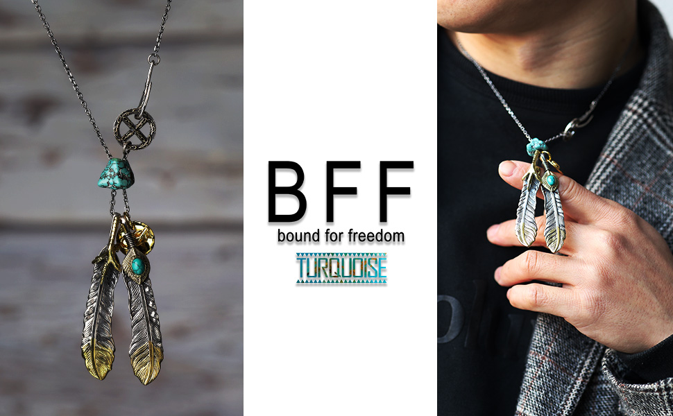 Amazon | [BFF] ブランド フェザーネックレス メンズ シルバー
