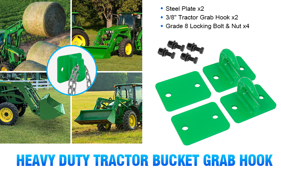 Tnyeobae 2 Pack 3/8" Tractor Bucket Hooks, Grade 70