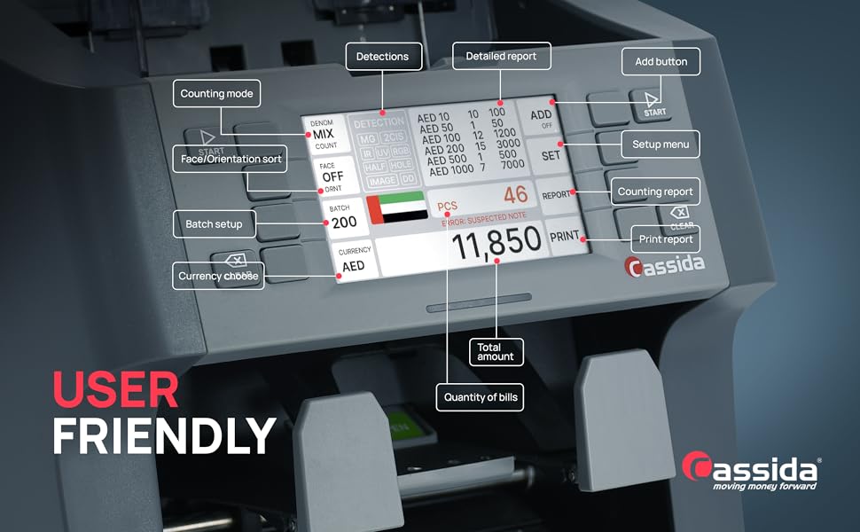 Cassida Neo Max 2-Pocket Mix Value Counter & Sorter,With Build in Printer