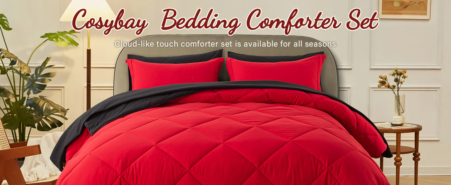 Cosybay Bed in a Bag Queen Reversible Comforter Sets 7pcs