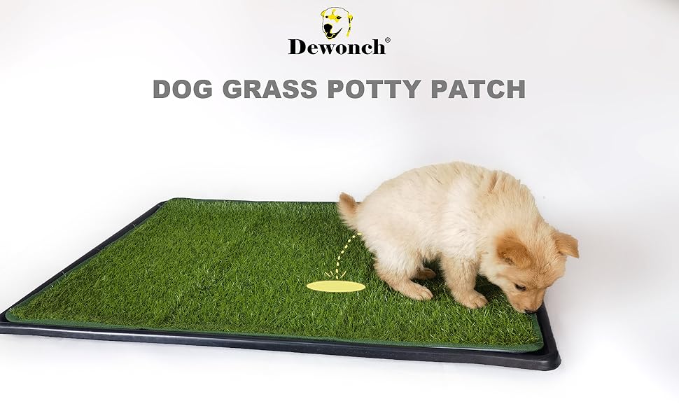 Dewonch Dog Artificial Grass Pad with Tray for Puppy Potty