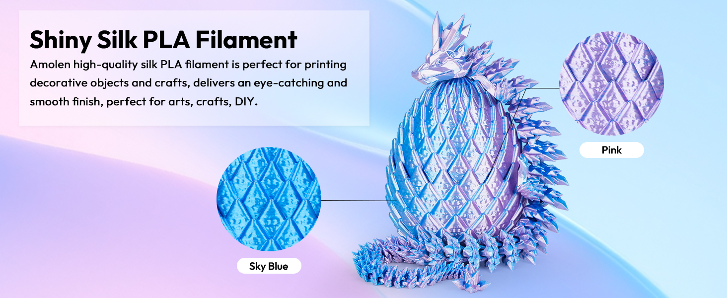 AMOLEN Silk PLA 3D Printer Filament, Dual Color PLA 1.75mm