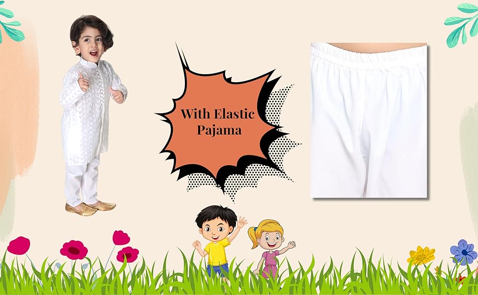 kids White Kurta pyjama 
