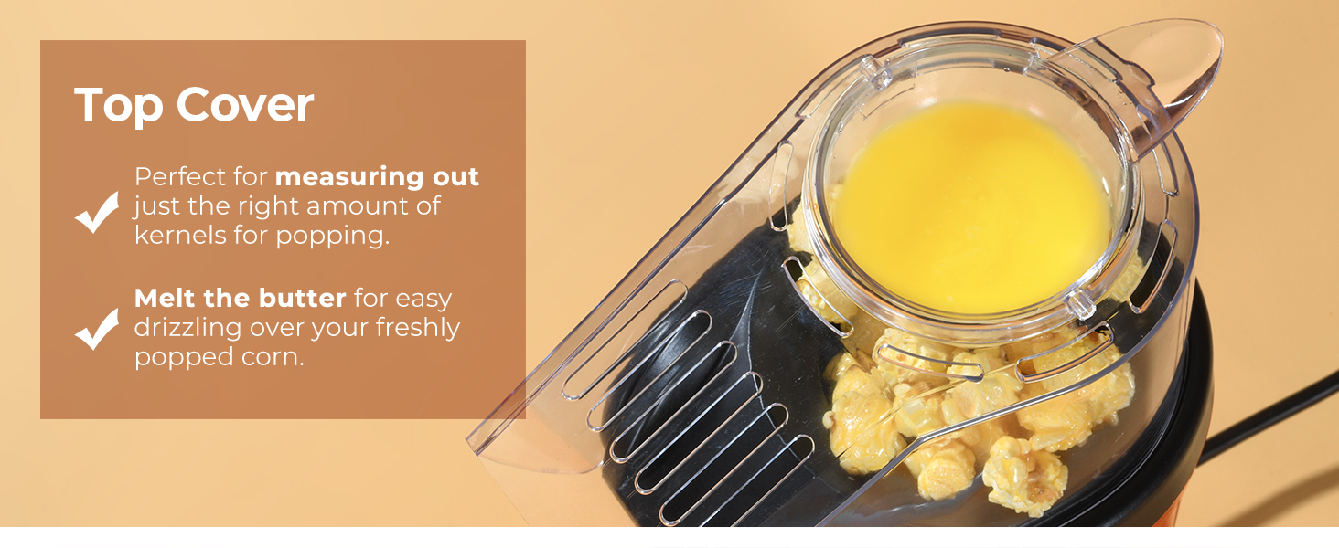 Tiastar Popcorn Maker, 1200W Hot Air Popcorn Machine, Electric Popcorn