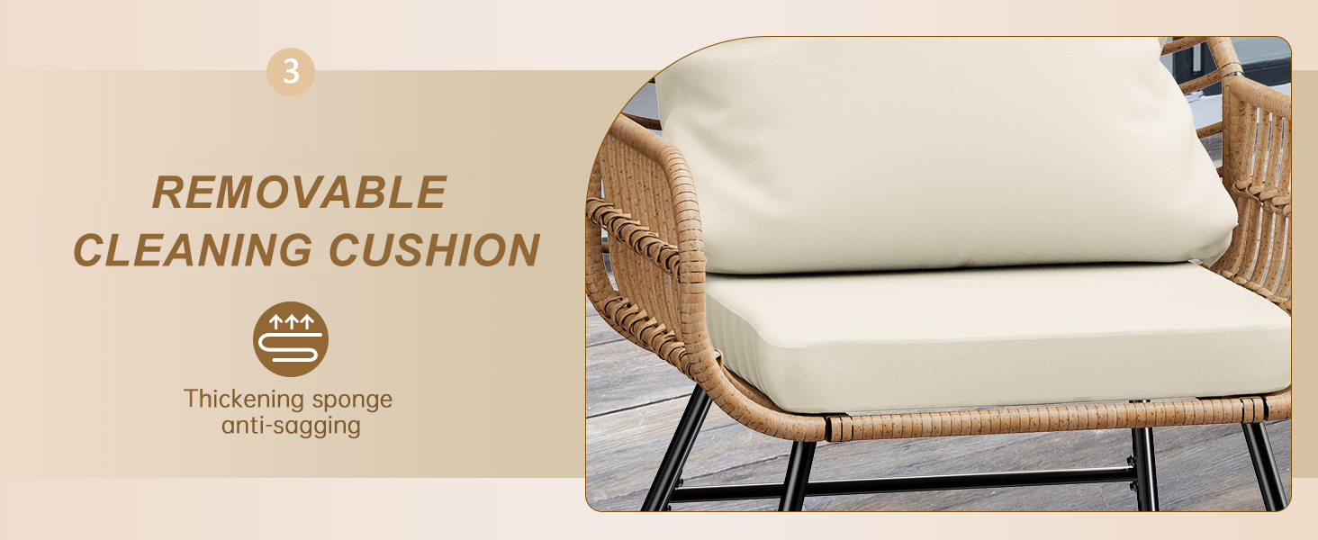 All-Weather Rattan Bistro Set with Loveseat Chairs Table Soft Cushions
