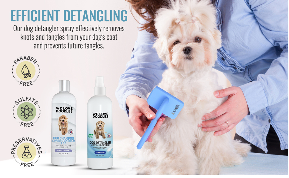We Love Doodles Dog Detangler Spray Leavein Conditioner for Dogs Dog Detangling