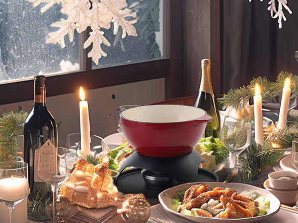 CAST IRON FONDUE POT