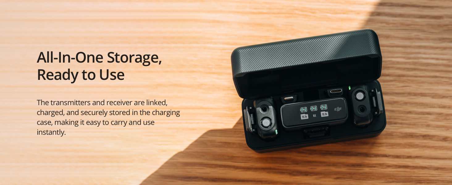 DJI Mic (2 TX + 1 RX + Charging Case), Wireless Lavalier Microphone