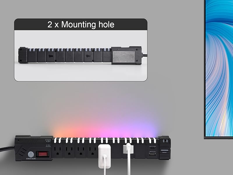 4200J wall mounted luminescent Power Strip with Surge