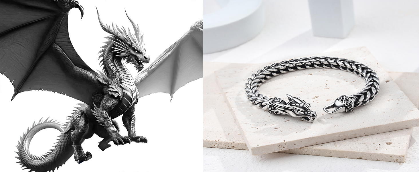 vintage silver dragon bracelet