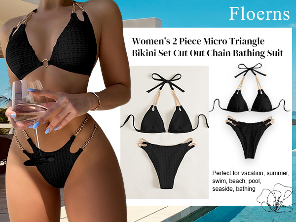 Amazon.com: Floerns Women's Micro Triangle Bikini Set Cut