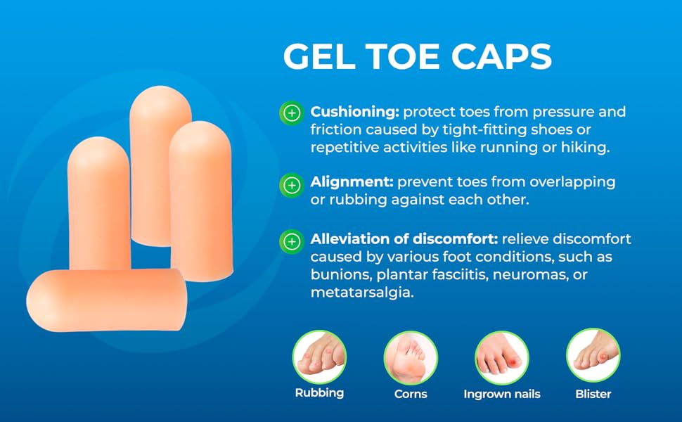 6 Pack Toe Caps and Toe Protectors Women & Men 6 Small