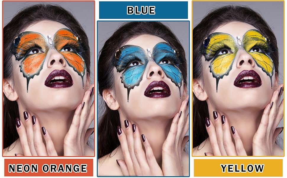 yellow face paint blue face paint orange face paint sticks clown makeup eye black baseball softball