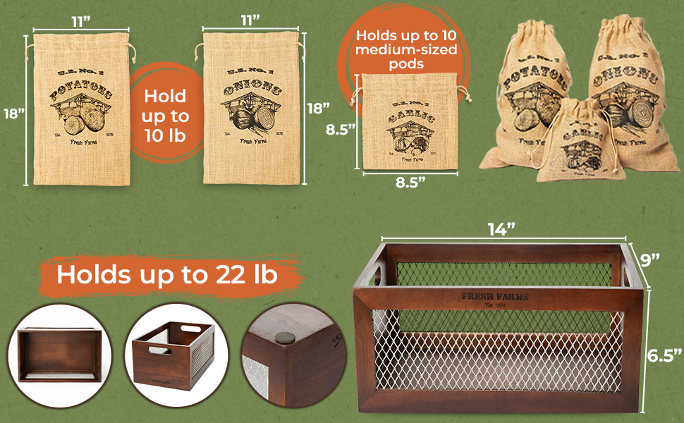 LoadedSpoon Potato and Onion Storage Bin Garlic Storage