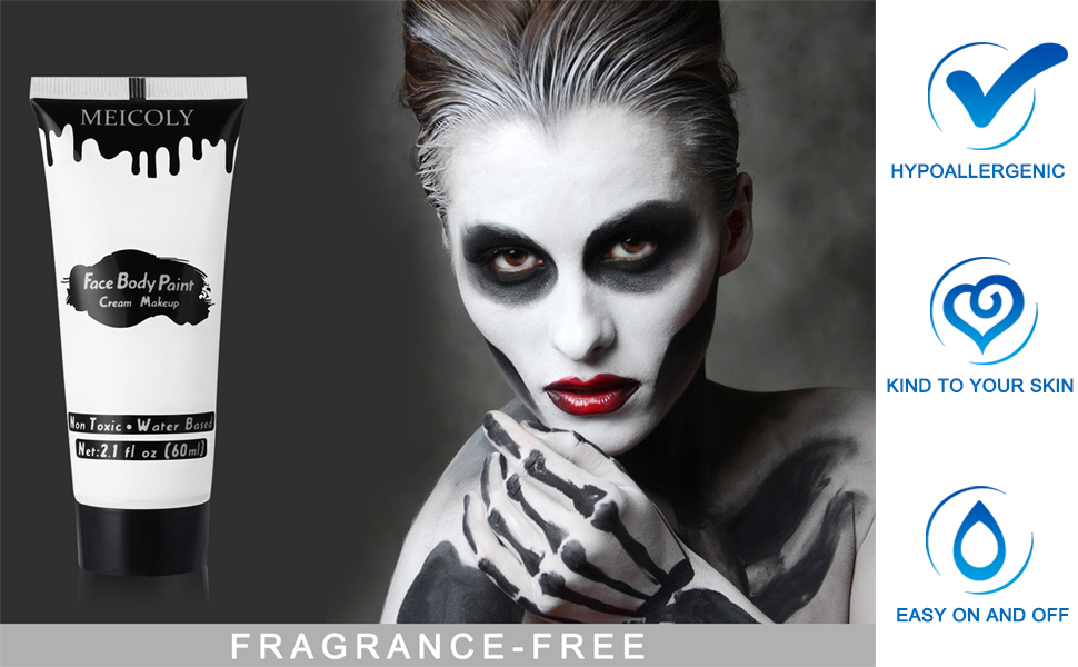 MEICOLY Black Cream Face Body Paint, 2.1Oz Large Tube Water