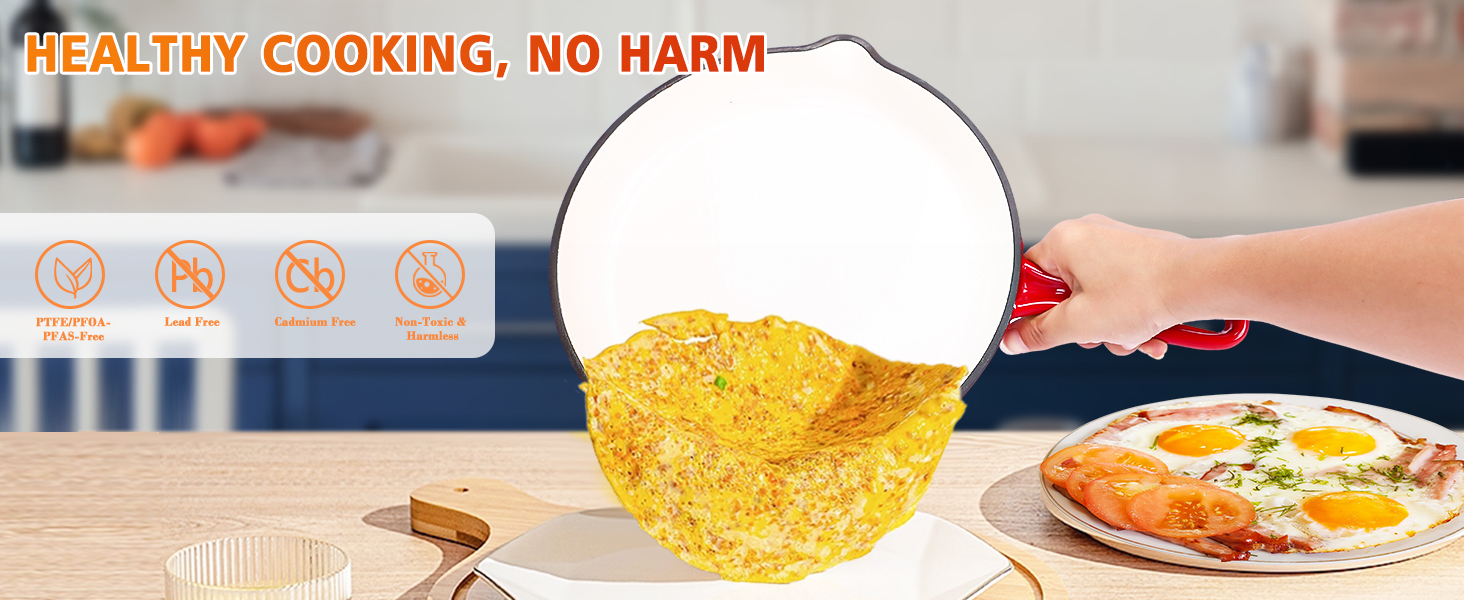 Enameled Cast Iron Cookware Set Dutch Ovens Set, Sauce Pan, Skillet, 3 Lids, Pots and Pans Set