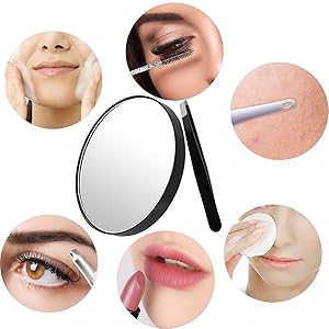 Application of magnifying makeup mirror