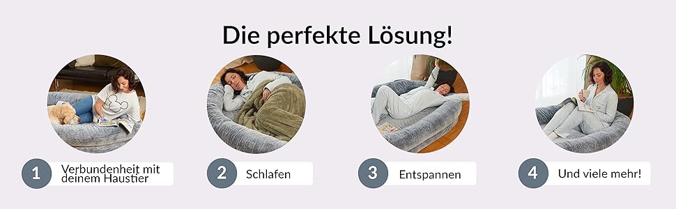 Hundebett für Menschen & Hunde | Riesiges Human Dog Bed für Menschen | Warmes & bequemes Beanbag Bed