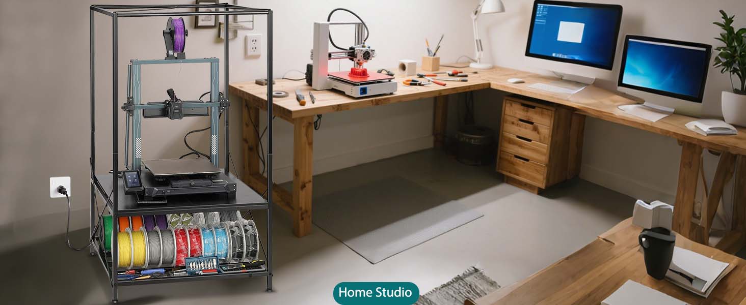 3D Printer Stand with Filament Storage - Heavy Duty 2-Tier 3D Printer Table
