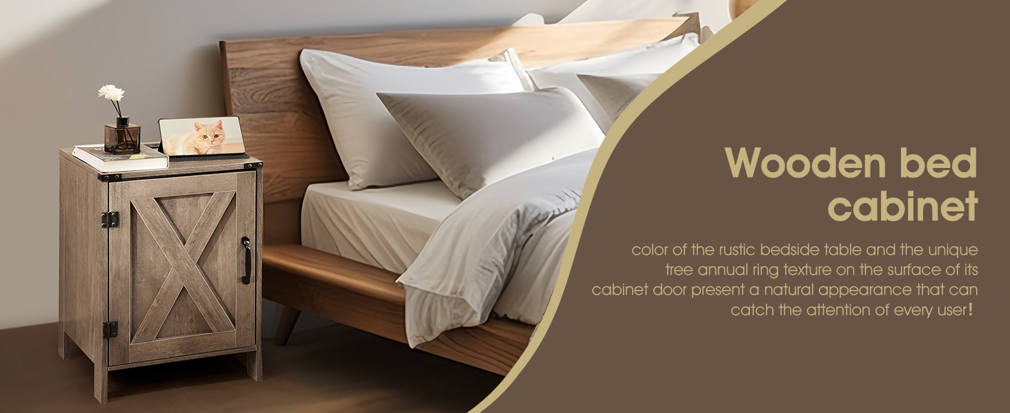 Edbuosy Farmhouse Nightstands Set of 2 with Charging