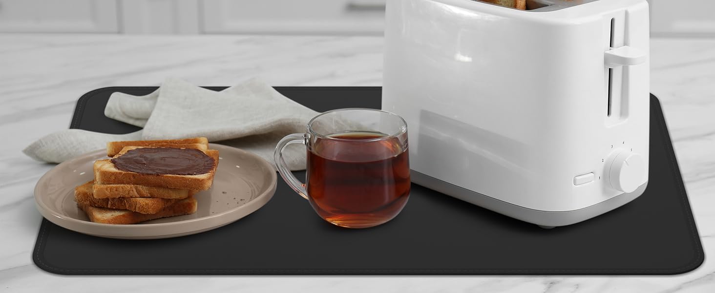 FLASLD Kitchen Coffee Maker Heat Resistant Mat, Waterproof Silicone Coffee Mat