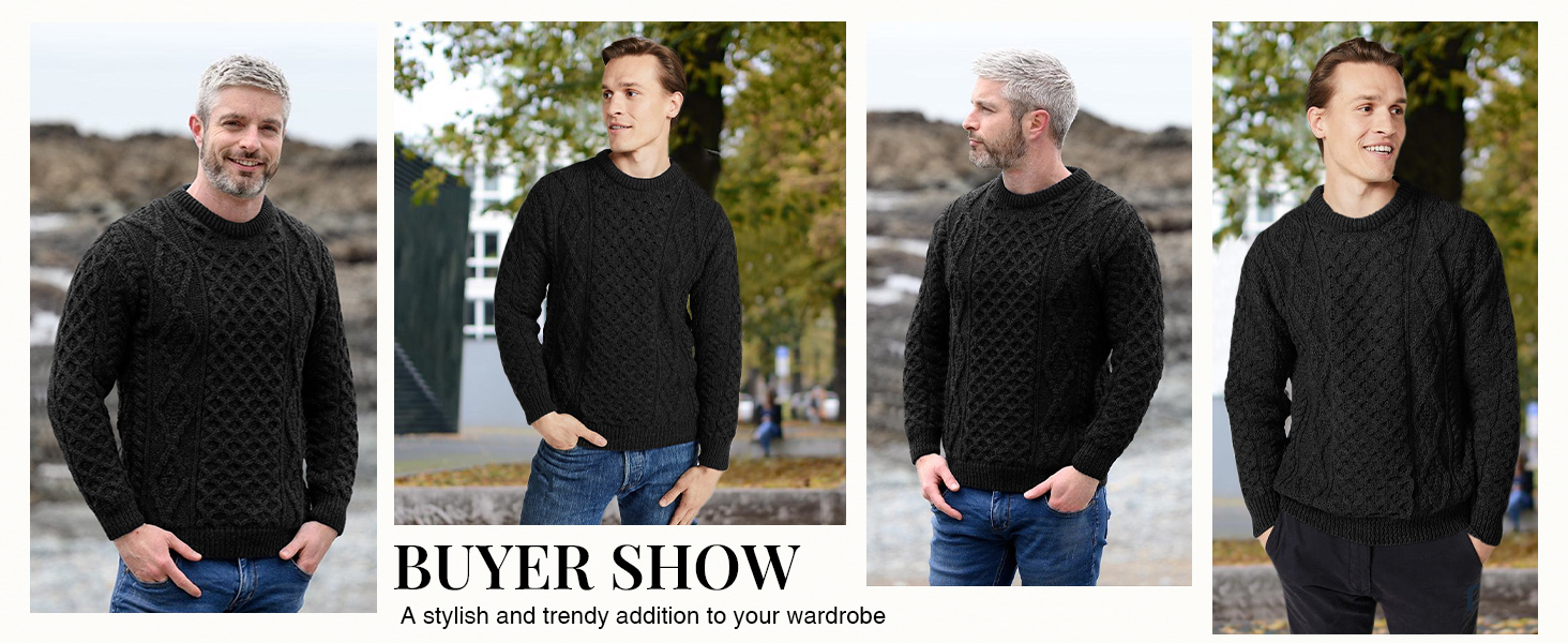 cable pullover sweater for men
