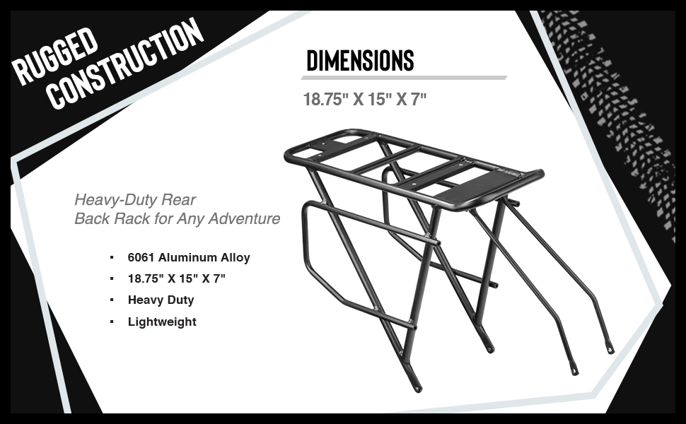 RUGGED CONSTRUCTION Heavy-Duty Rear Back Rack for Any Adventure | 6061 Aluminum Alloy