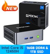 GMKtec Mini PC, Intel Core i5 12450H (8C/12T, up to 4.40GHz) Mini Desktop Computer 16GB DDR4