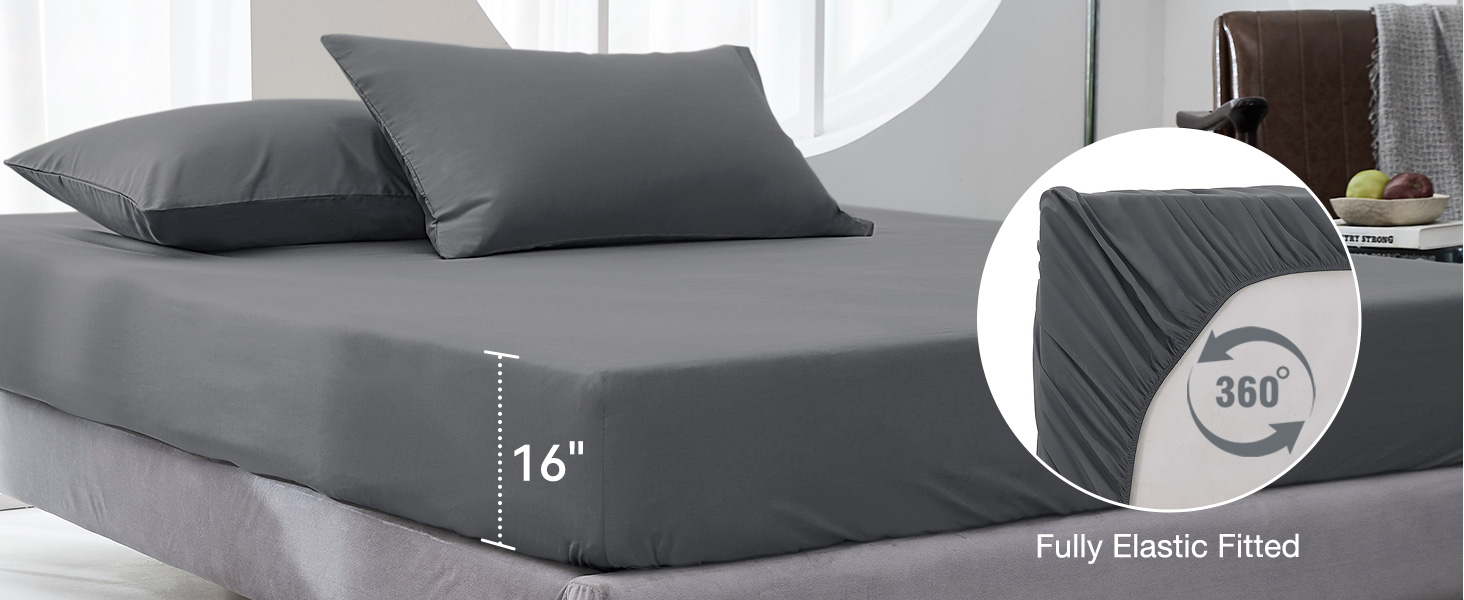 grey tencel sheet set 4 pieces lyocell cotton cooling bed sheets dark grey bedding set 