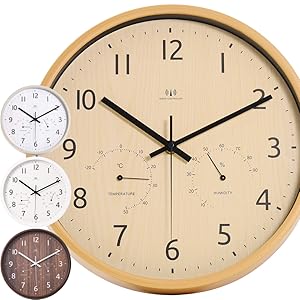 壁掛け時計 電波時計 掛け時計 木製 ウッド 天然木 温度計 湿度計 壁掛け時計 電波時計 掛け時計 木製 柱時計 ウッド 天然木 温度