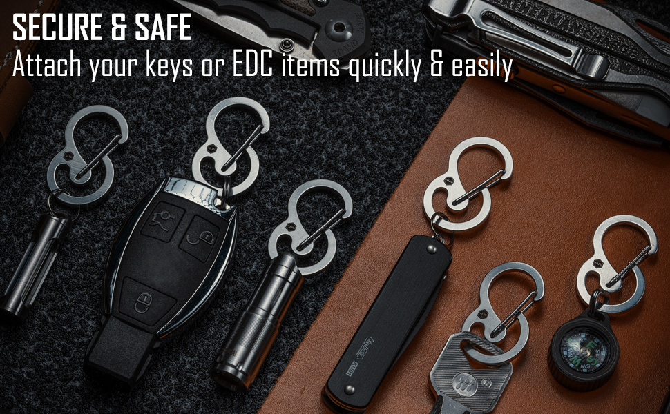 KeyUnity KS05 Stainless Steel Carabiner Mini Clips, Key Holder