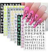 8 Sheets Old English Nail Sticker 3D Self-Adhesive Pegatinas Uñas Old Alphabet Nail Decals Hologr...