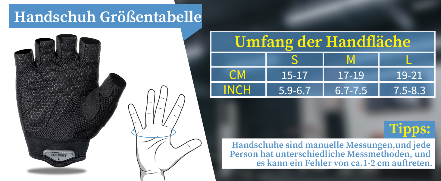 Fitnesshandschuhe Größentabelle
