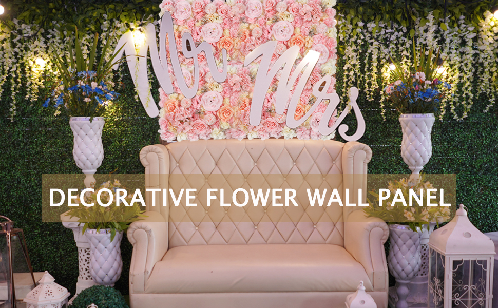 Capslpad Artificial Flower Wall Panels 2 Pack 24''x16'' 3D Silk Rose Flower