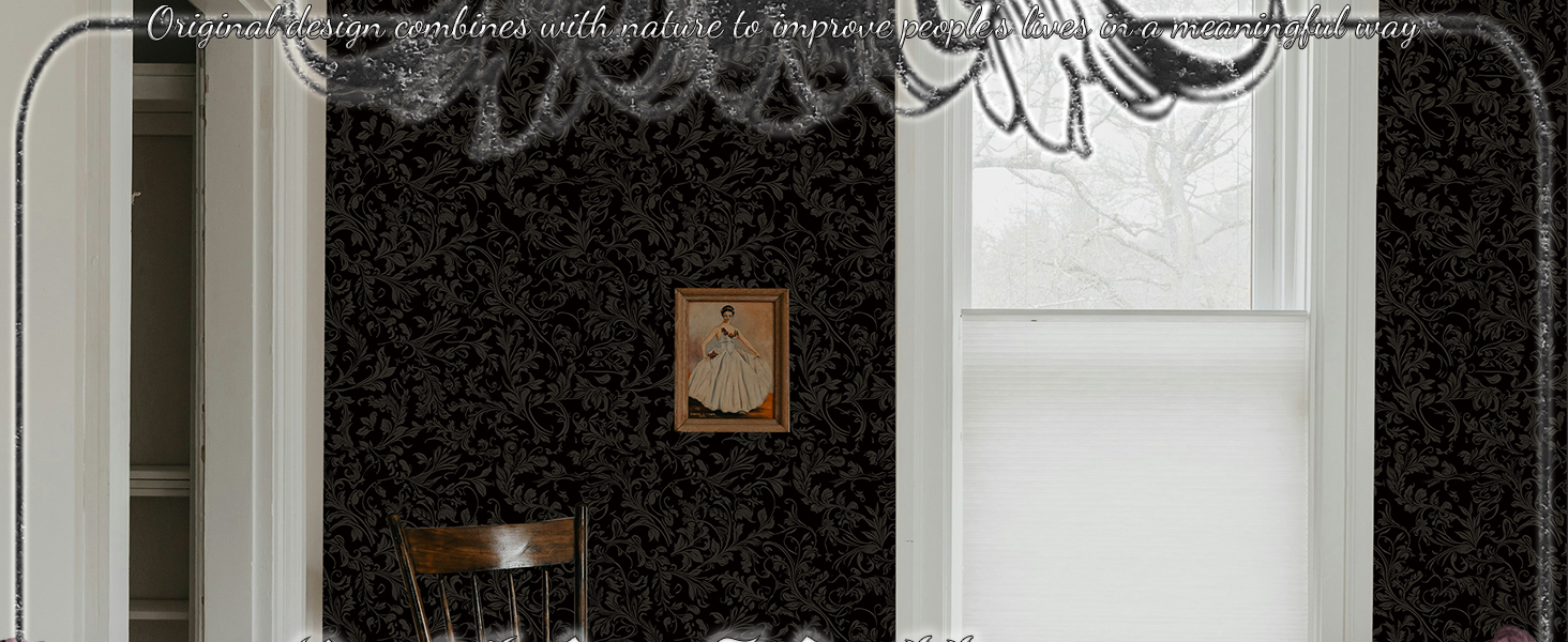 Peel and Stick Gothic Black Wallpaper Vintage Floral