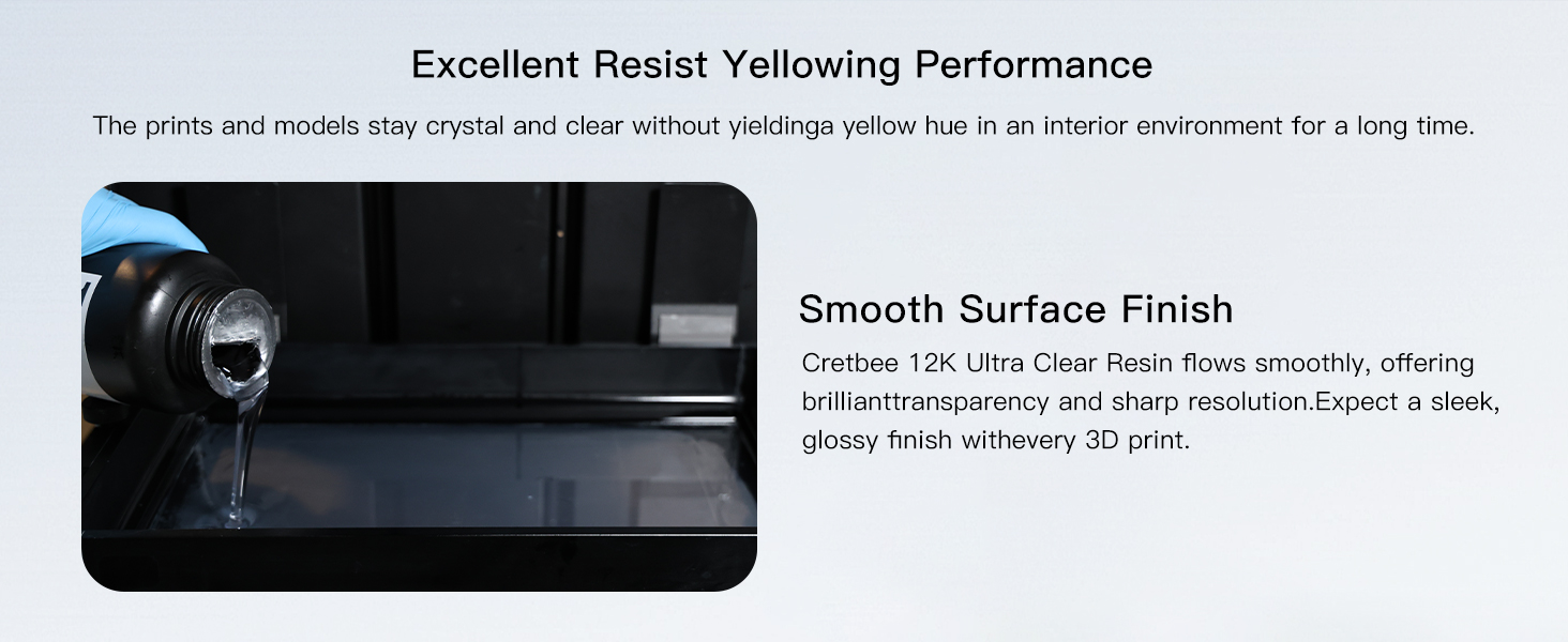 Ultra-Clear 12K 3D Printing Resin No Yellowing High Quality Transparency Resin 385nm Photopolymer Resin for Glasses, Headphones & Crafts, Fast UV-Curing for DLP/LCD 3D Printers 11 3D Printer Resin Water Washable