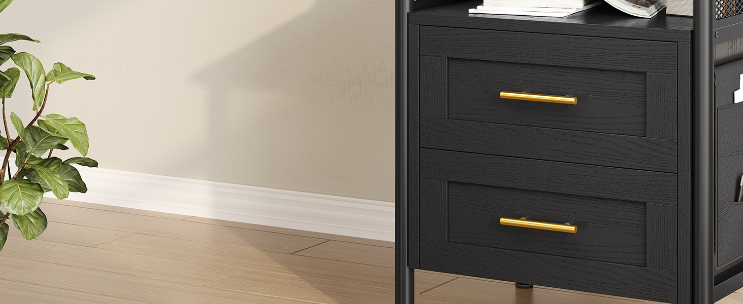 AOGLLATI LED Nightstand, Night Stand with Charging Station