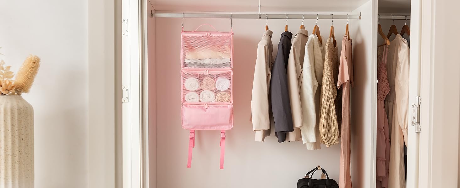 GRANNY SAYS 3-Shelf Hanging Travel Organizer, Hanging Packing Cubes for Closet Storage