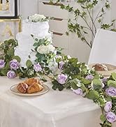 PONKING Artificial Rose Vine Flowers with Green Leaves, 10.8FT Hanging Fake Floral Garland Flower...