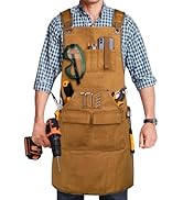 Woodworking Apron for Men, Shop Apron 20 oz Canvas Work Apron with 9 Tool Pockets, Heavy Duty Woo...