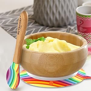 Round Bamboo Baby Plate;Wooden Toddler Plate;Stay Put Feeding;BPA-Free