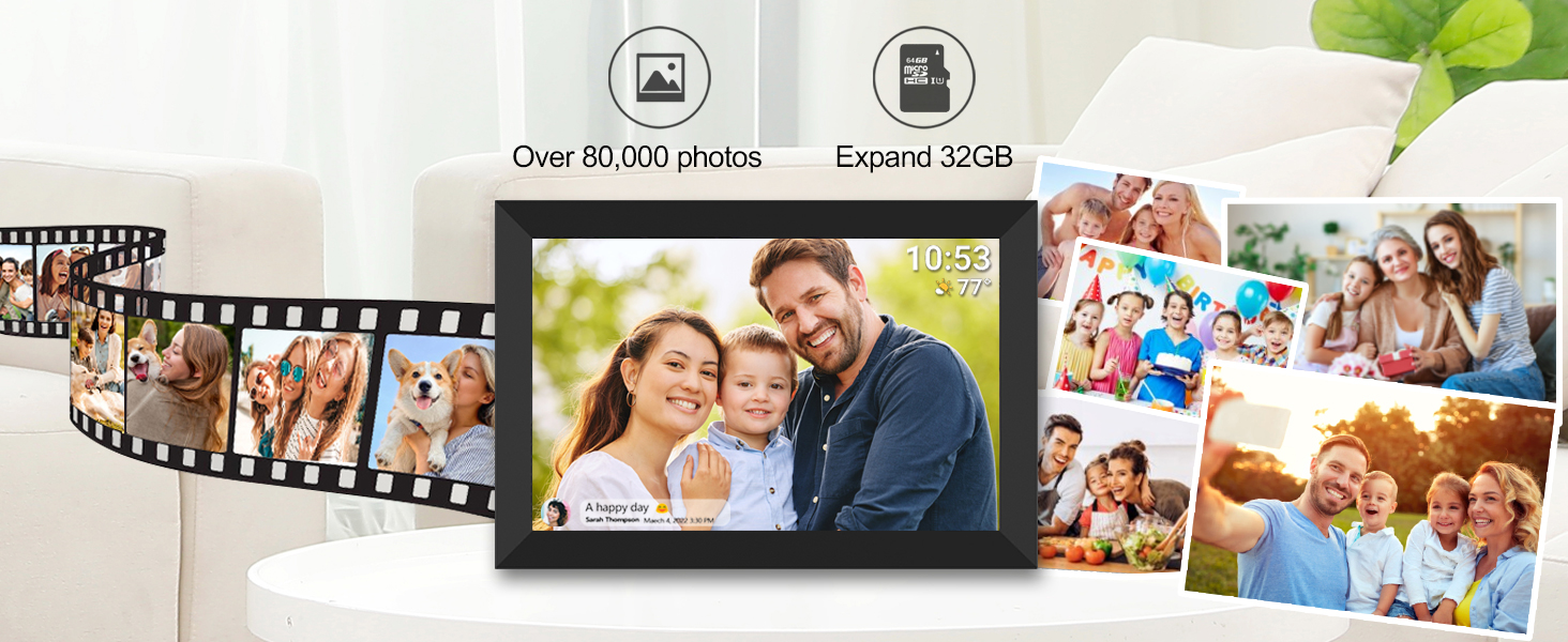 𝟯𝟮𝗚𝗕 FRAMEO Digital Photo Frame, 10.1" WiFi Digital Picture Frame with
