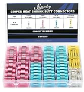 680PCS Heat Shrink Butt Connectors, Sopoby Marine Grade Electrical Wire Connectors Kit, Tinned Re...